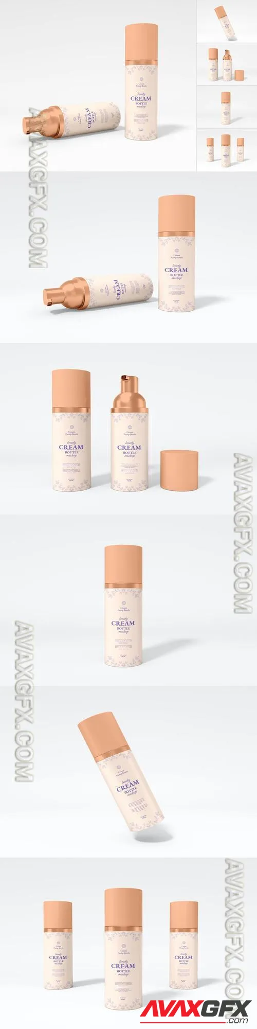 Beauty Cream Bottle Branding Mockup Set