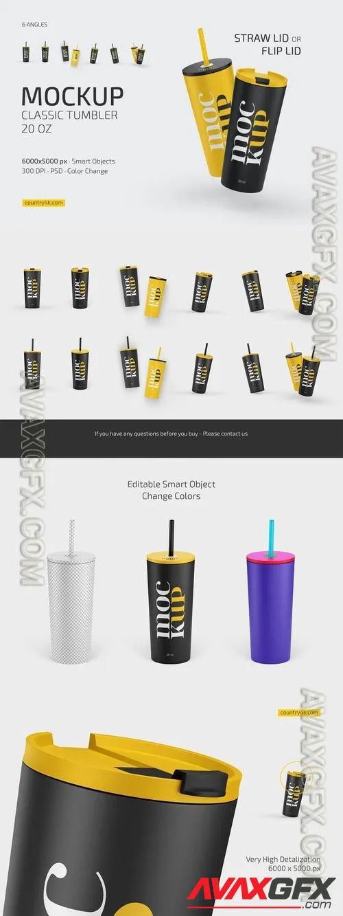 Straw/Flip Lid Tumbler 20 oz Mockup