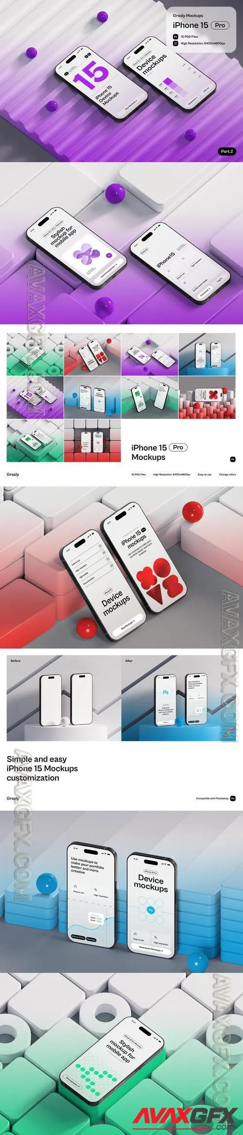 Grasly - iPhone 15 Mockups Part.2