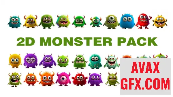Unreal Engine Asset - 2D Animated Cute and Furry Monster Pack (Pack of 30) v4.27+