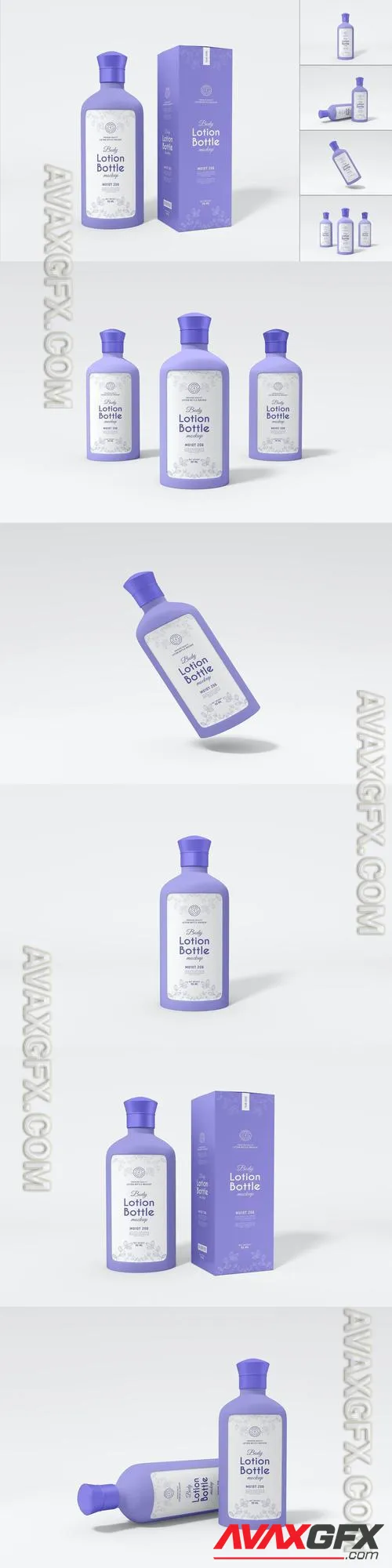 Round Cosmetic Flip Cap Lotion Bottle Packaging Mockup