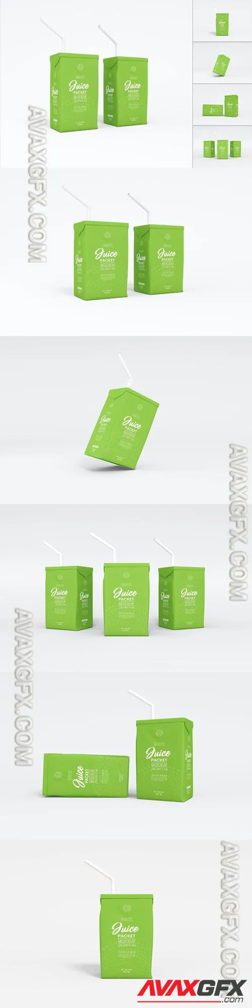 Tetra Juice Packet Packaging Mockup Set