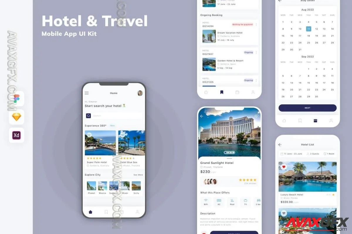 Hotel & Travel Mobile App UI Kit