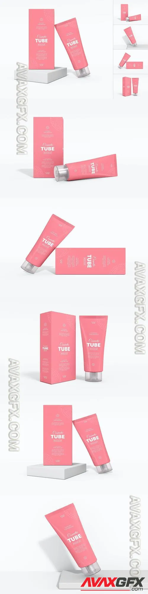 Cosmetic Cream Tube Mockup Set