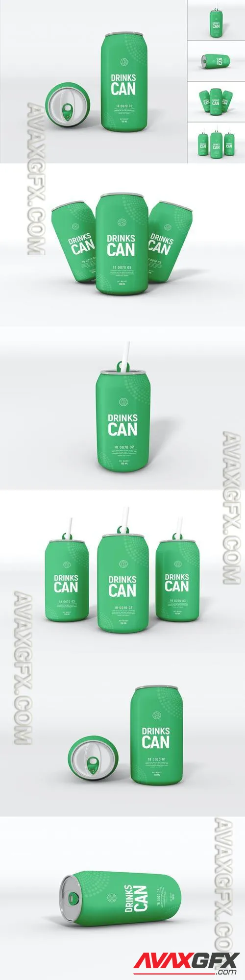 Metal Soft Drink Can Packaging Mockup Set