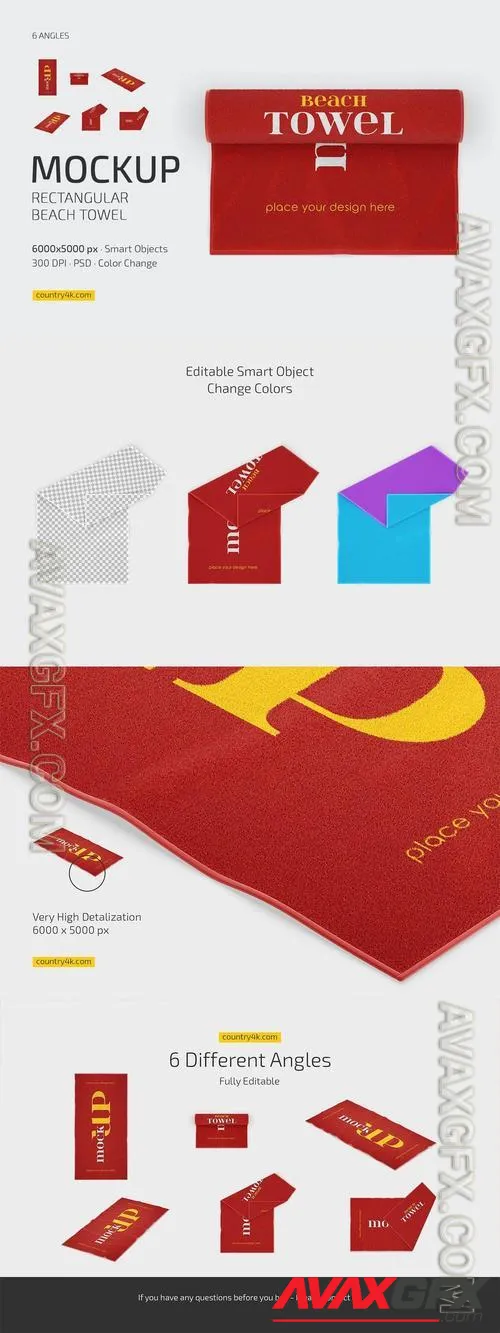 Rectangular Beach Towel Mockup Set