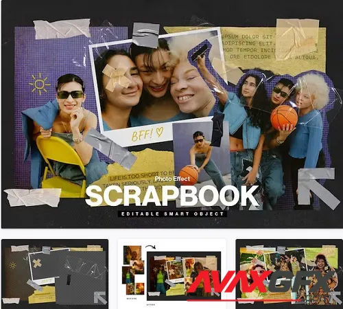 Scrapbook Photo Effect Template - W6FBU9C