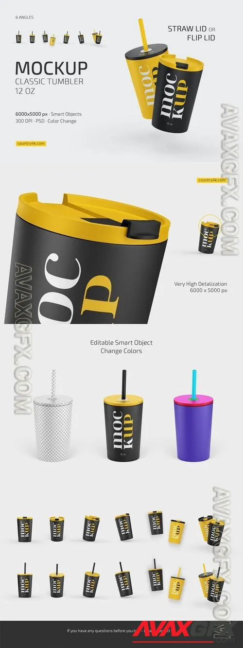 Straw/Flip Lid Tumbler 12 oz Mockup