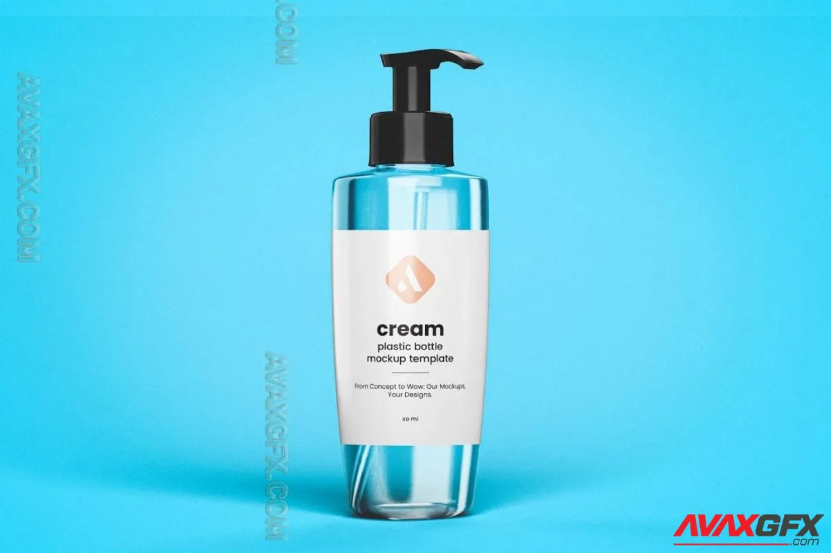 Transparent Plastic Lotion Bottle Mockup