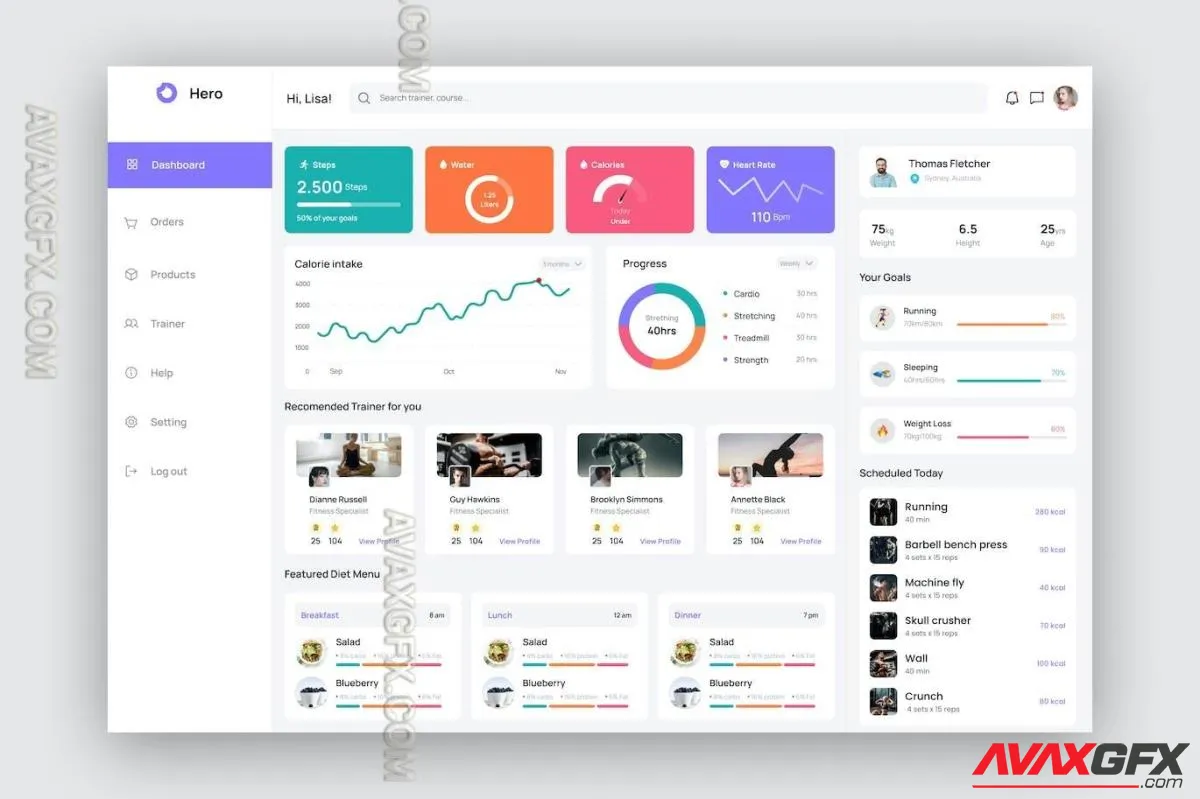 Hero - Fitness Dashboard UI Kit