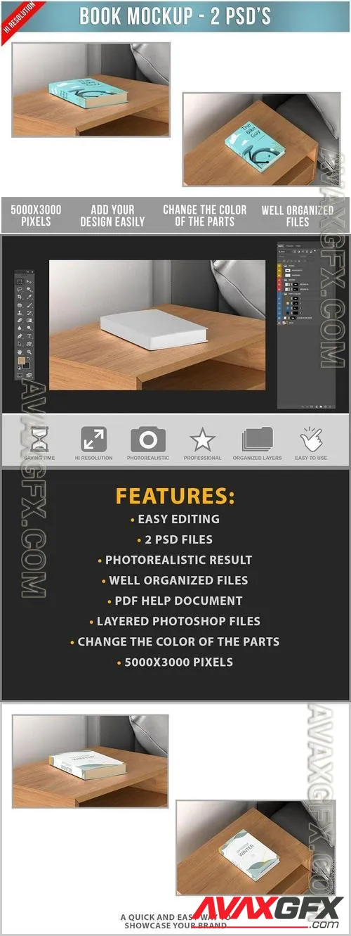 Book on the bedside table Mockup