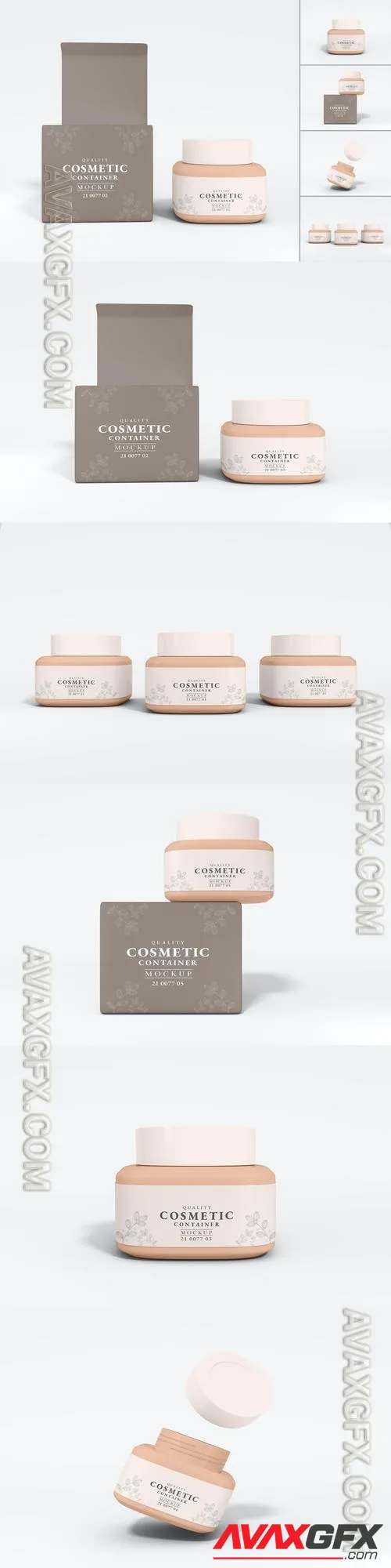 Cosmetic Cream Jar with Box Branding Mockup Set