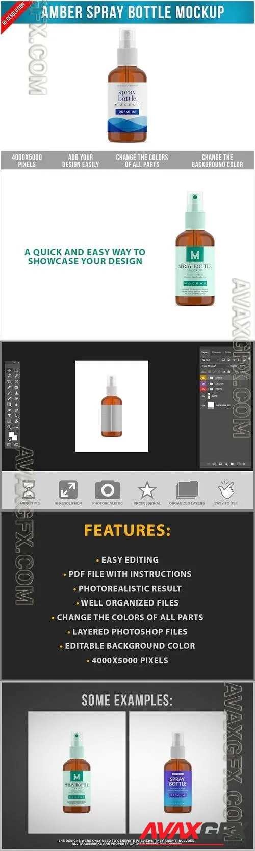 Amber Spray Bottle Mockup