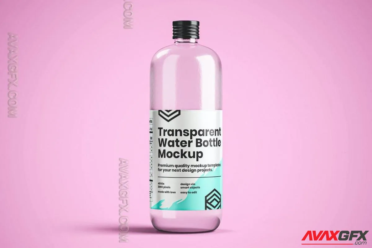 Transparent Water Bottle Mockup