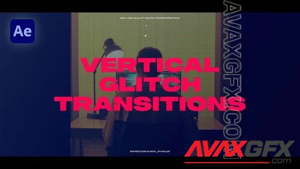 Vertical Glitch Transitions 50755006 Videohive