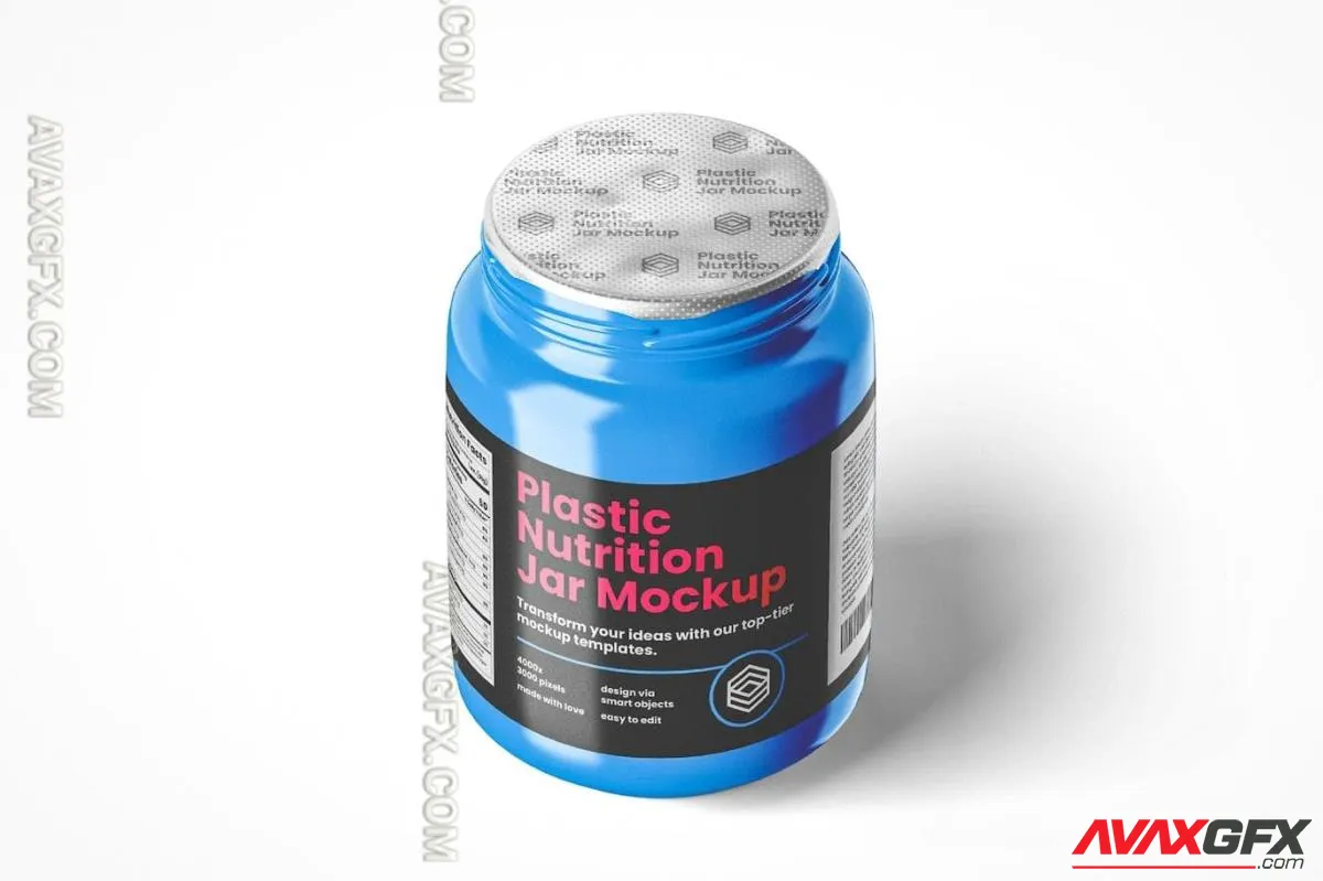 Plastic Nutrition Jar Mockup with No Cap