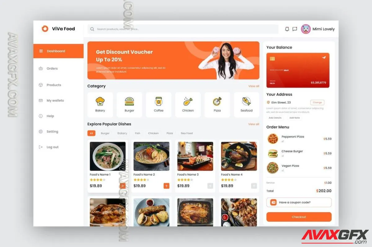 ViVa Food - Food Delivery Dashboard UI Kit