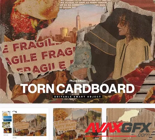 Torn Cardboard Photo Effect Template - 6WG3R8Y