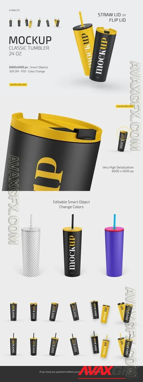 Straw/Flip Lid Tumbler 24 oz Mockup