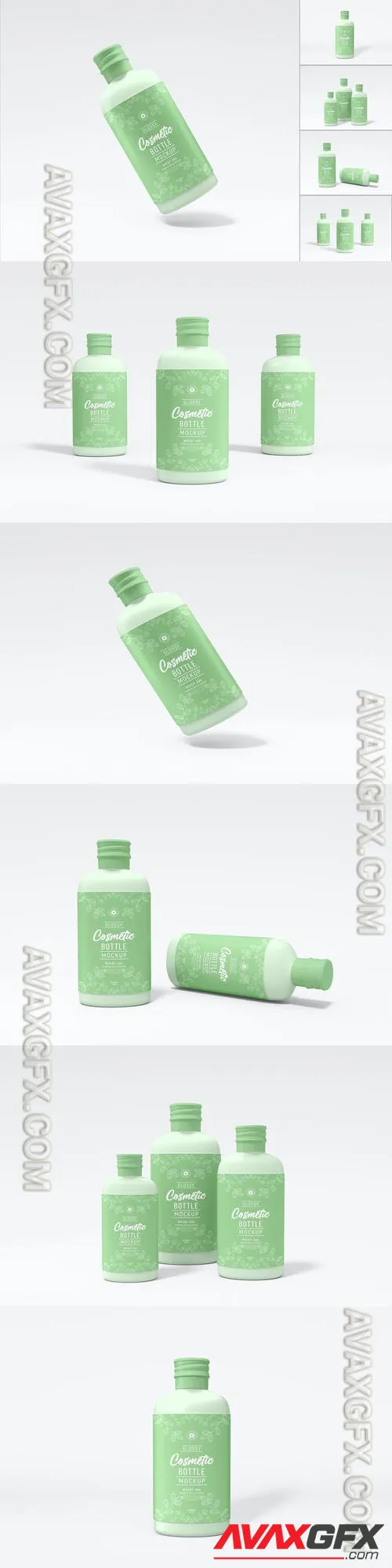 Glossy Cosmetic Round Bottle Mockup Set