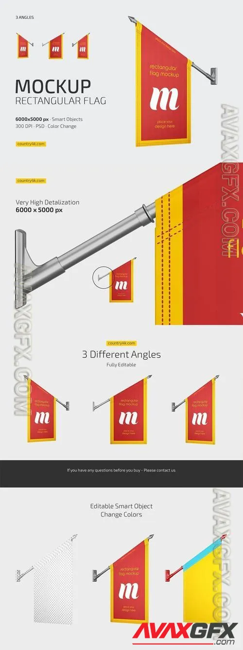 Rectangular Flag Mockup Set