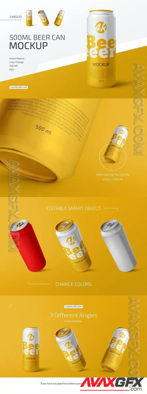 500ml Beer Can Mockup Set