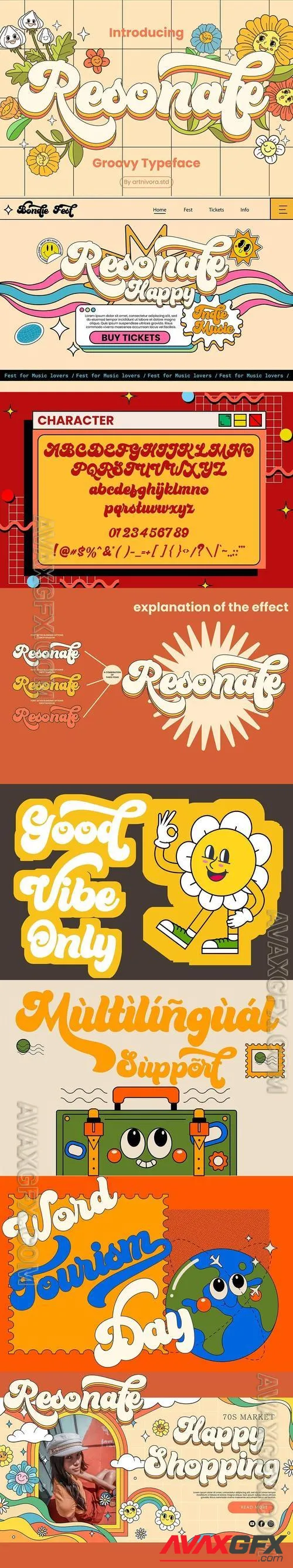 Resonate - Script Retro Font