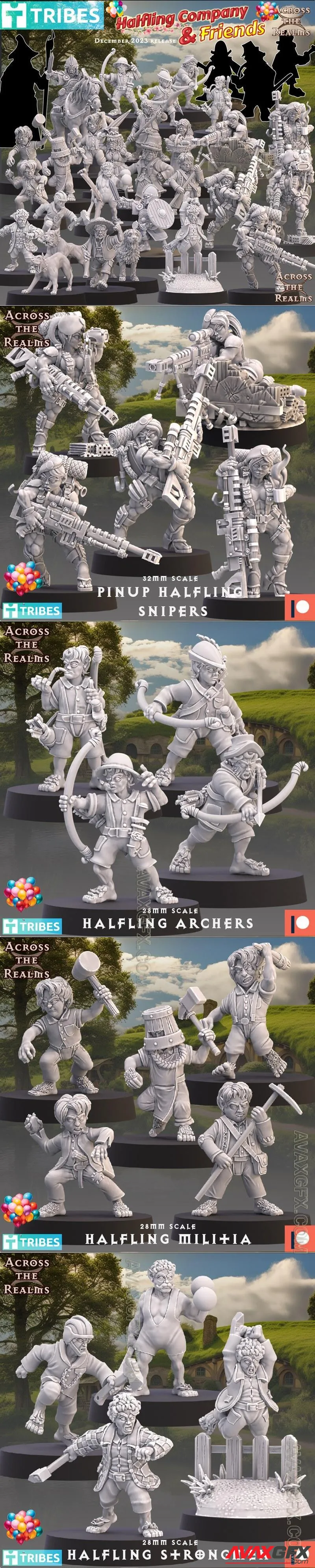 Across the Realms - Halfling Company and Friends December 2023 - STL 3D Model