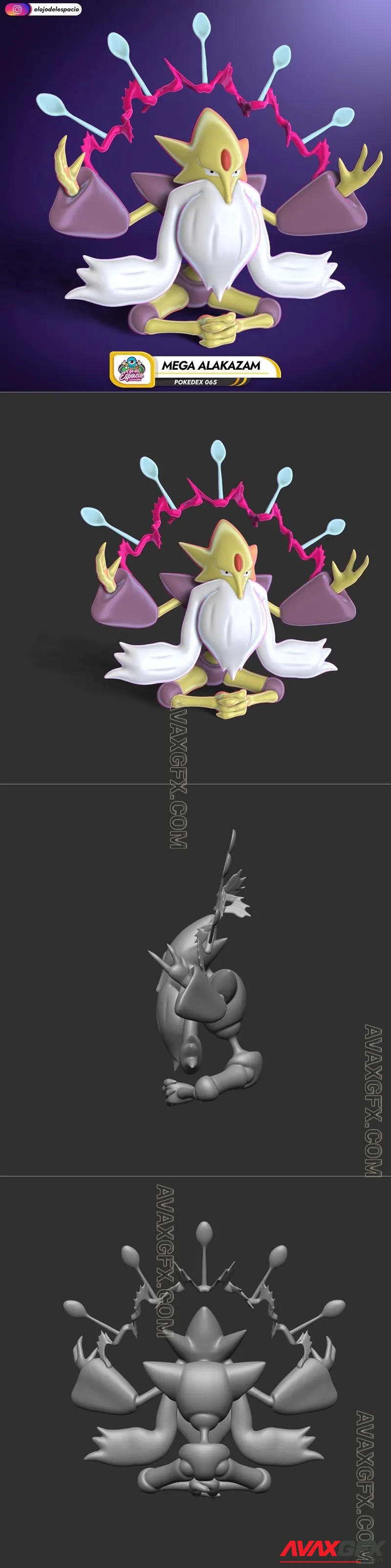 Mega Alakazam - STL 3D Model