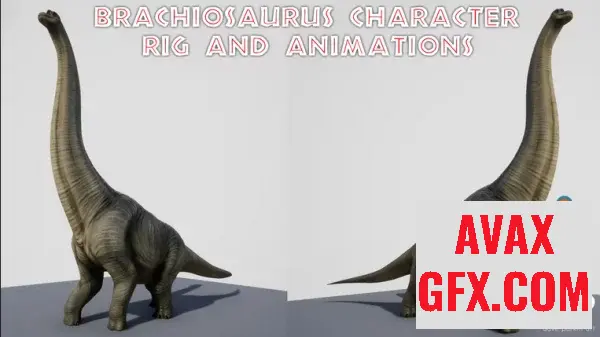 Unreal Engine Asset - Brachiosaurus Dinosaur Character Rig v4.27+