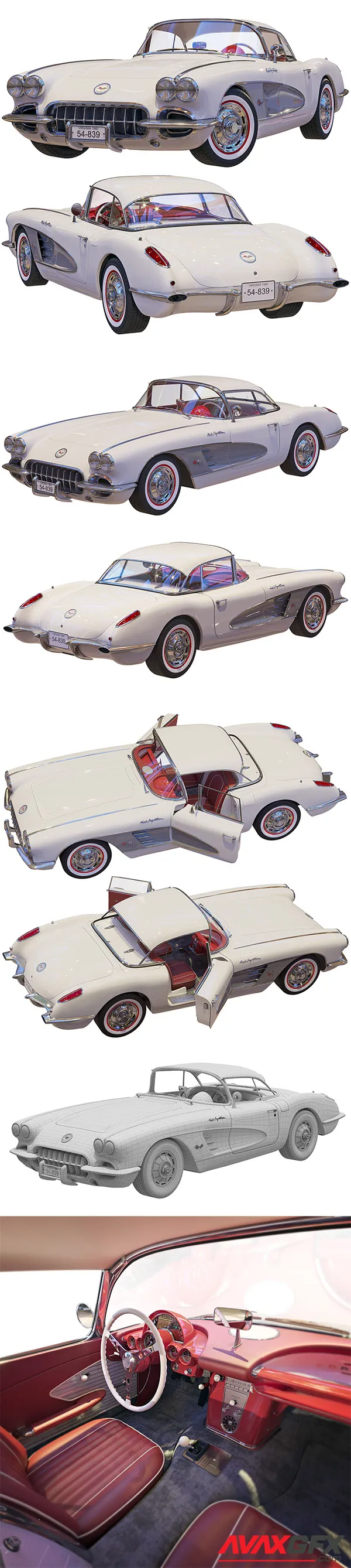 Chevrolet Corvette Coupe 1960 With A Roof 3D Model