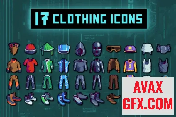 Unity Asset - Clothing 32x32 Pixel Art Icons for Cyberpunk