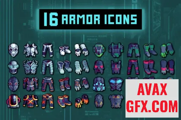 Unity Asset - Cyberpunk Armor 32x32 Icons Pixel Art