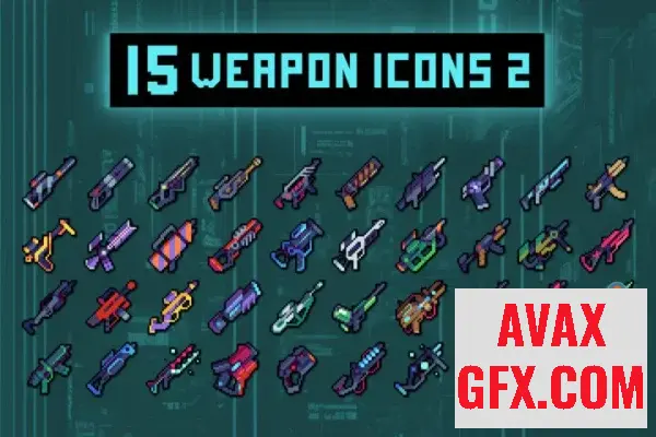 Unity Asset - Cyberpunk Firearm Pixel Art 32x32 Icons