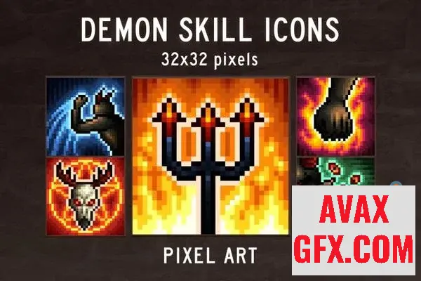 Unity Asset - Demon Skill Icons 32x32 Pixel Art