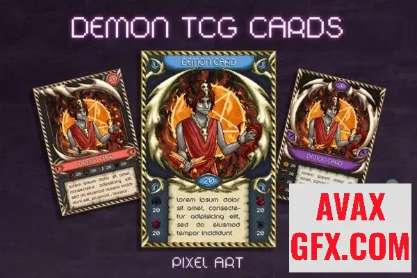 Unity Asset - Demon TCG Cards Pixel Art