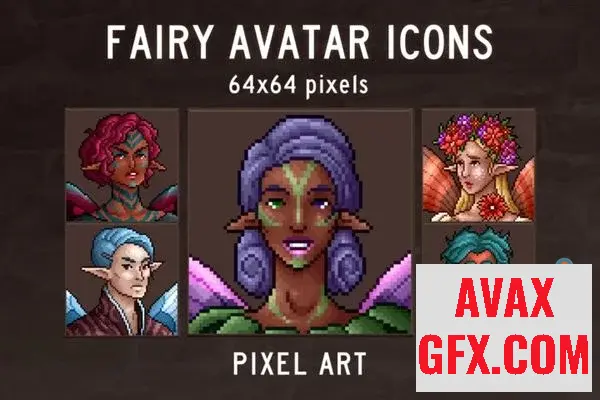 Unity Asset - Fairy Avatar Icons 64x64 Pixel Art