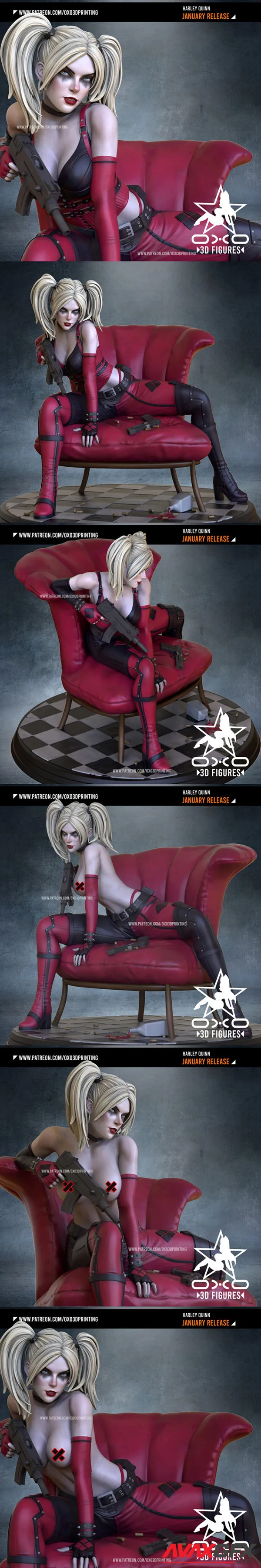 OXO3D – Harley Quinn Standard and NSFW – 3D Print