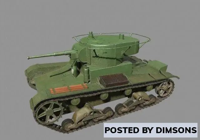 Military T-26 lowpoly soviet union tank ww2 - 3D Model