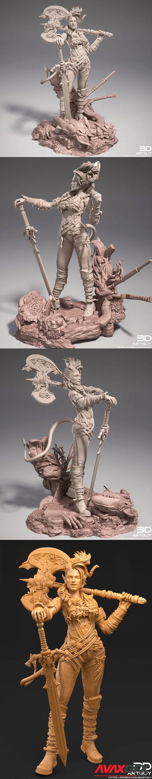 Tiefling Barbarian Standing – 3D Print