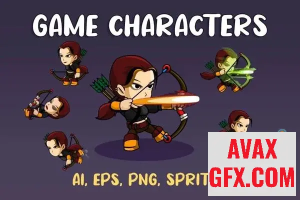 Woman Hero Game Character Sprite