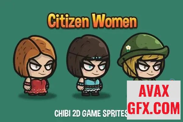 Women Chibi Character Sprites