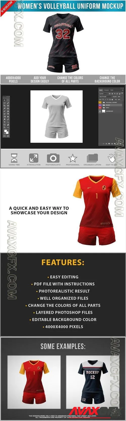 Womens Volleyball Uniform Mockup