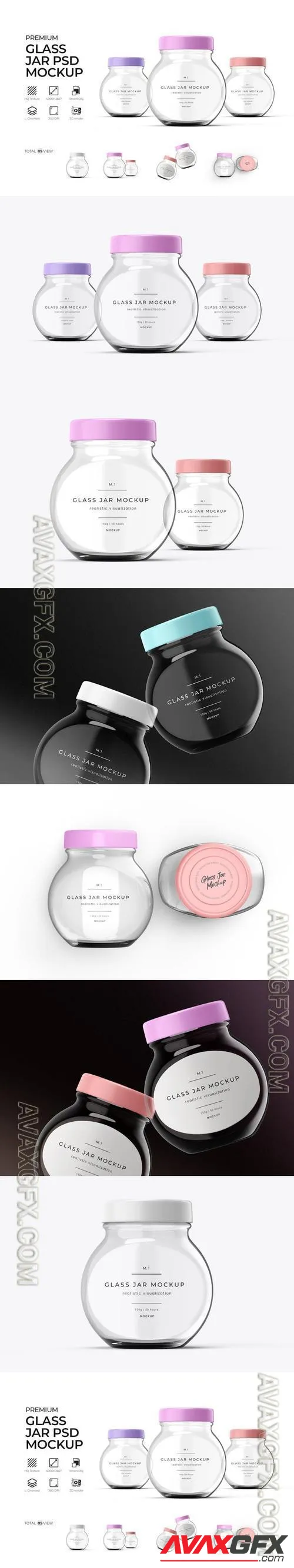 Transparent Glass jar PSD Mockup