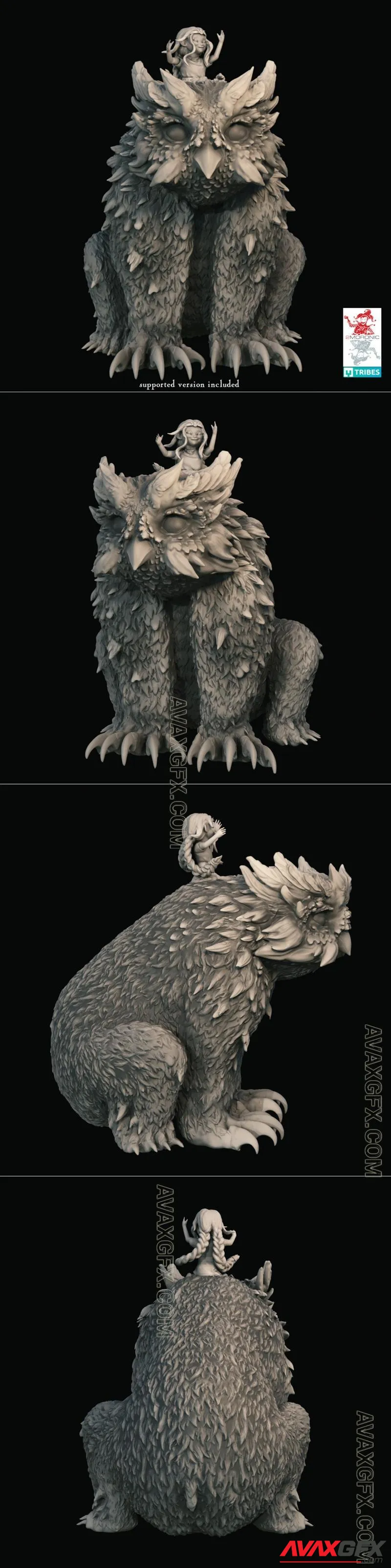 The Girl and the Owlbear - STL 3D Model