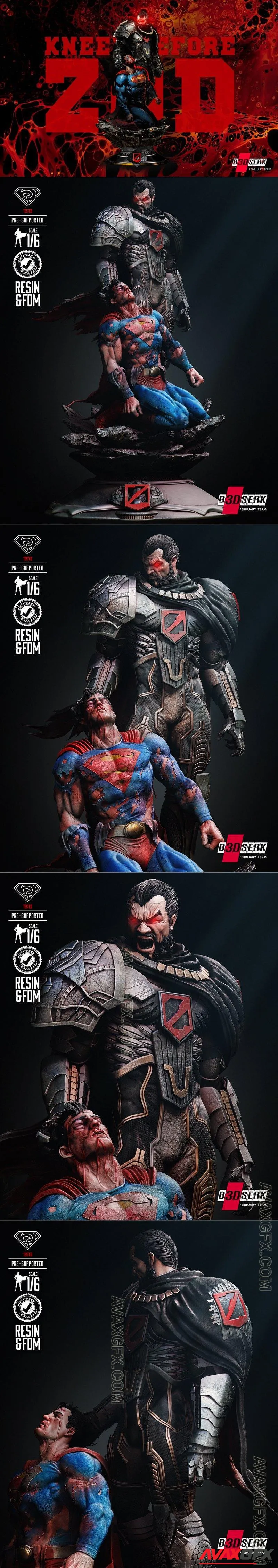 B3DSERK - Zod and Superman Sculpture - STL 3D Model