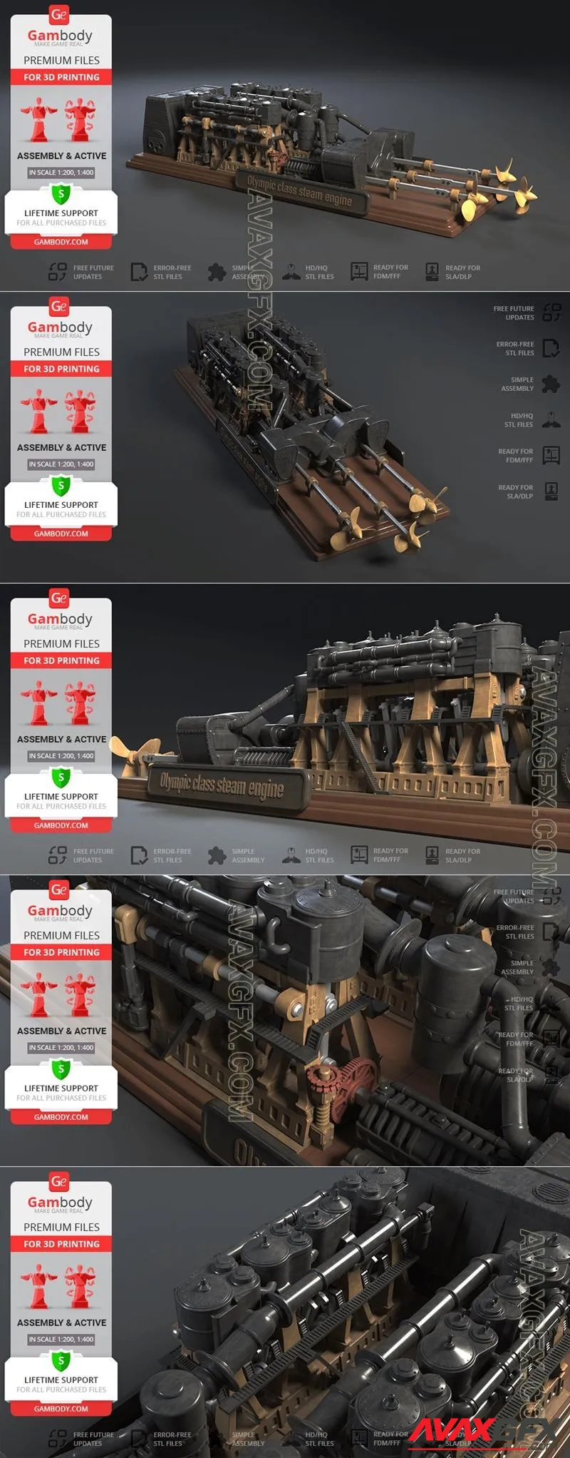 Gambody - Olympic Class Steam Engine - STL 3D Model