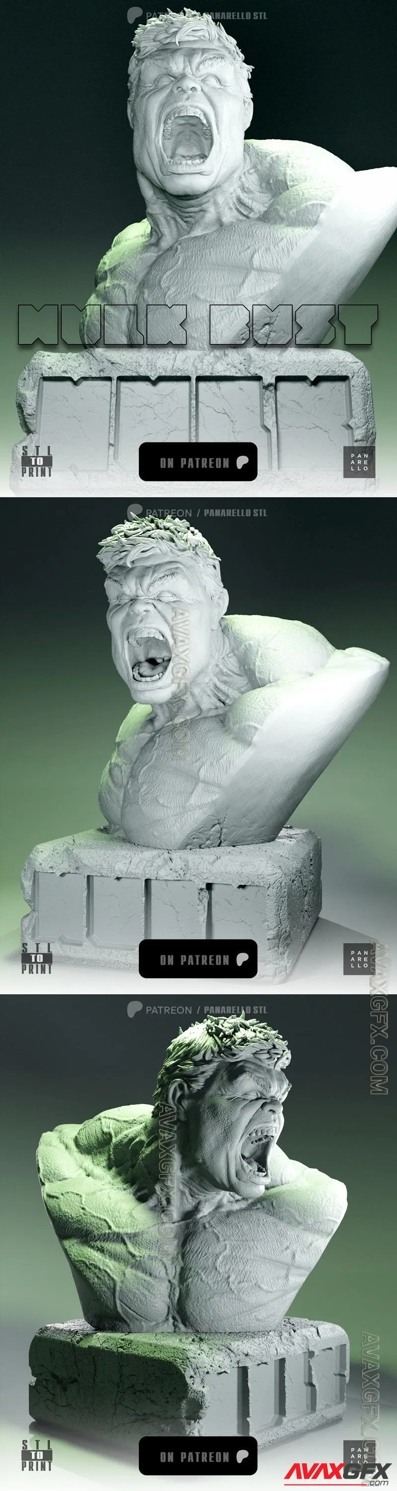 Panarello - Hulk Bust - STL 3D Model