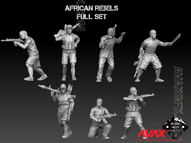 African Rebels Full Set - STL 3D Model