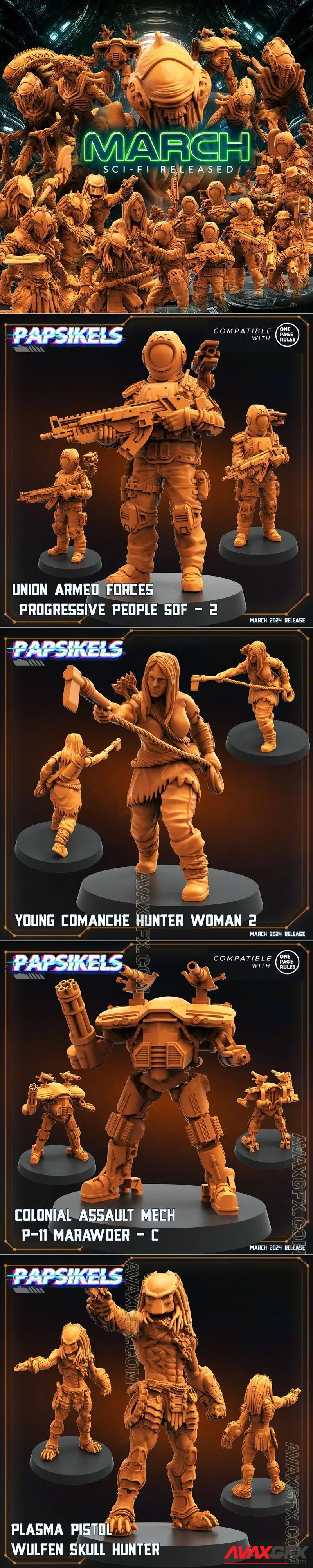 Papsikels Miniatures - Sci-Fi March 2024 - STL 3D Model